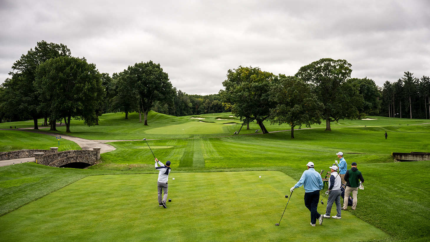 Tim splits the fairway on No. 12, a 399-yard par-4...